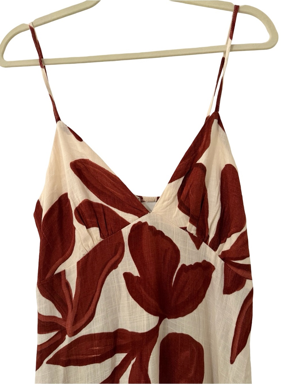 Paper Heart Anthropologie Floral Linen Blend Maxi Dress Ivory Rust S NWT - Picture 3 of 9